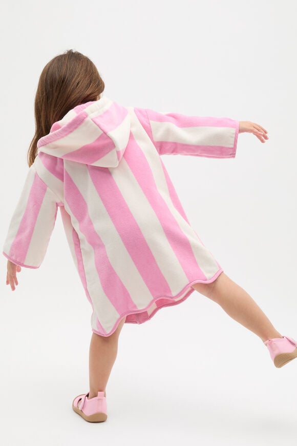 Swim Zip Poncho  Candy Pink Stripe Swim Zip Poncho  Candy Pink Stripe  hi-res