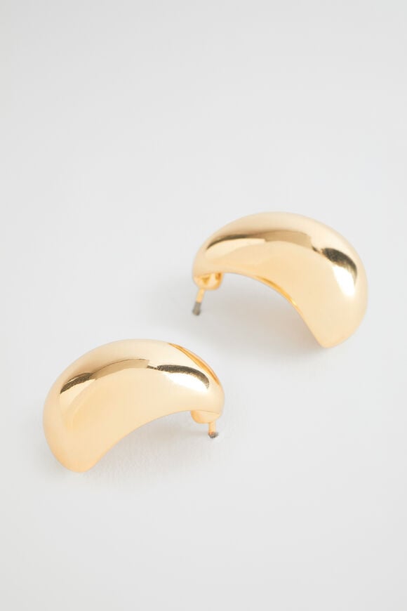 Curved Earring  Gold Curved Earring  Gold  hi-res