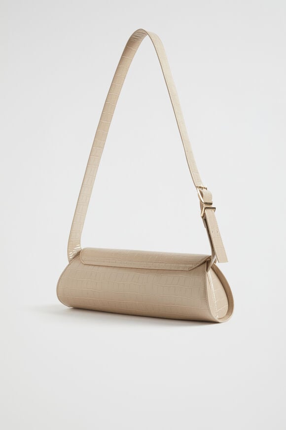 Structured Shoulder Bag  Champagne Beige Croc Structured Shoulder Bag  Champagne Beige Croc  hi-res