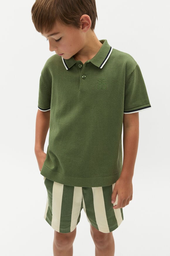 Knit Logo Polo  Dark Sage  hi-res