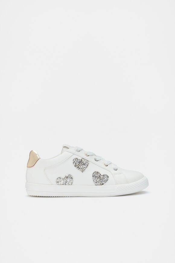 Glitter Heart Sneaker  White Glitter Heart Sneaker  White  hi-res