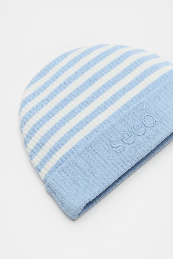 Stripe Logo Beanie  Clear Blue Stripe Logo Beanie  Clear Blue  hi-res