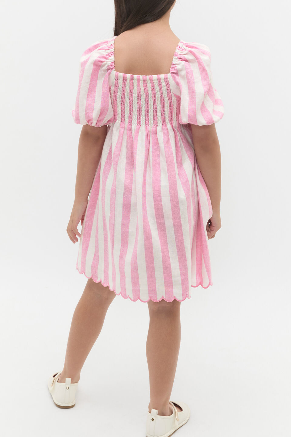 Stripe Scallop Dress  Candy Pink