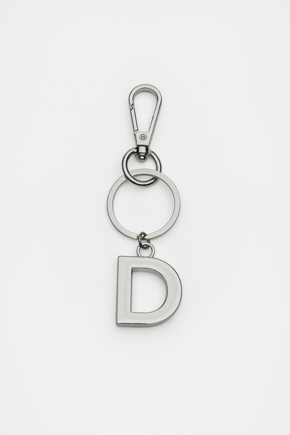 Silver Initials Keyring  D Silver Initials Keyring  D  hi-res
