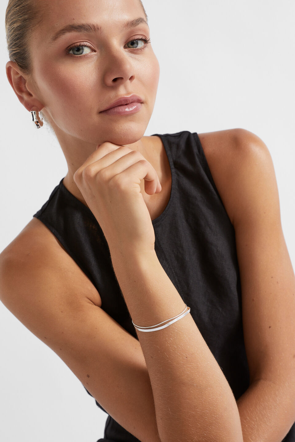 Double Layer Bracelet  Silver