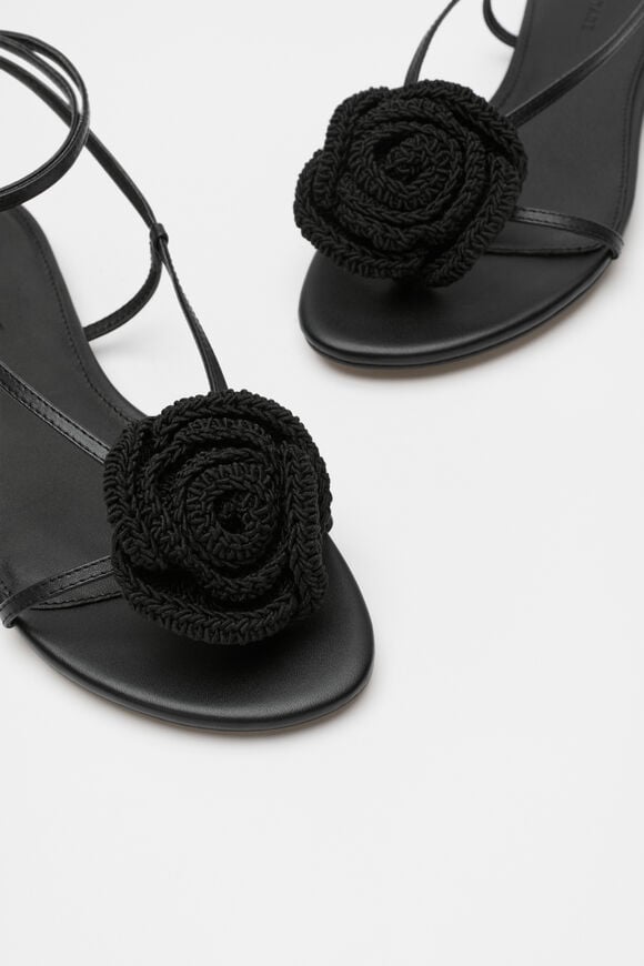 Ava Crochet Flower Sandal  Black Ava Crochet Flower Sandal  Black  hi-res