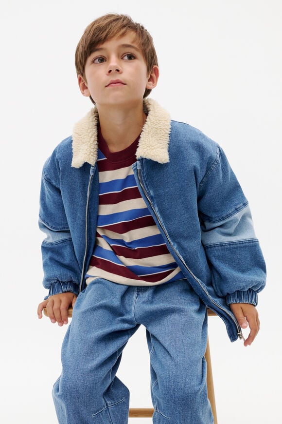 Denim Bomber Jacket  Mid Blue Wash Denim Bomber Jacket  Mid Blue Wash  hi-res