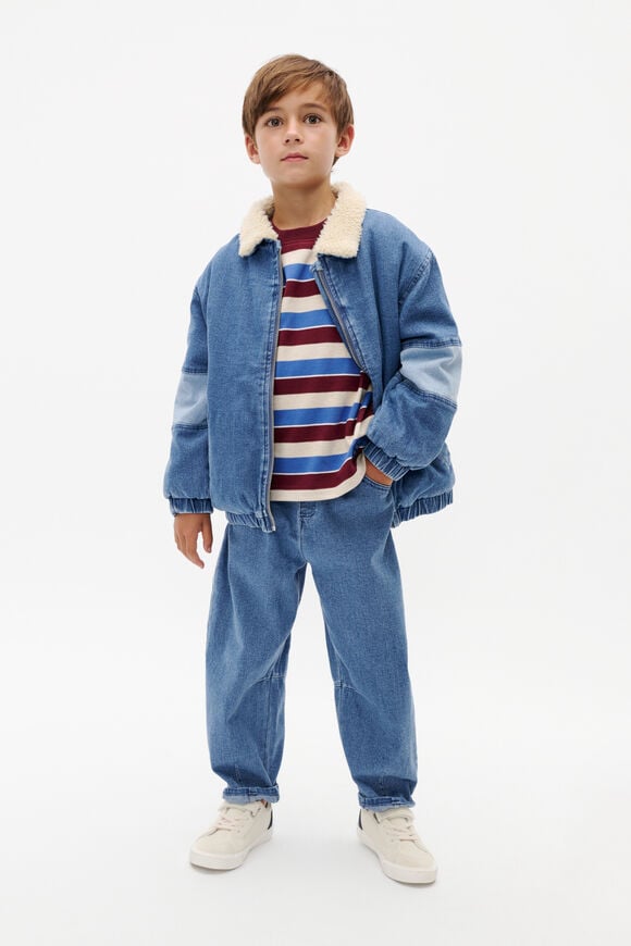 Denim Bomber Jacket  Mid Blue Wash Denim Bomber Jacket  Mid Blue Wash  hi-res