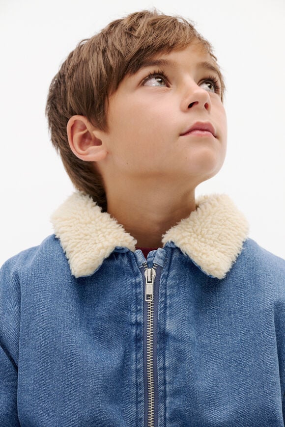 Denim Bomber Jacket  Mid Blue Wash Denim Bomber Jacket  Mid Blue Wash  hi-res