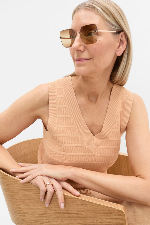 Matea Rectangle Frameless Sunglasses  Pinecone Matea Rectangle Frameless Sunglasses  Pinecone  hi-res