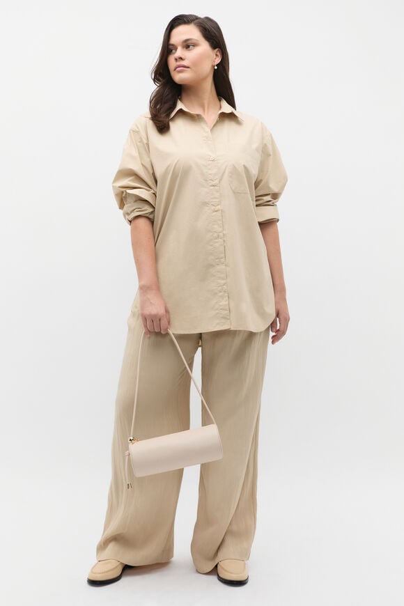 Longline Poplin Shirt  Latte Longline Poplin Shirt  Latte  hi-res
