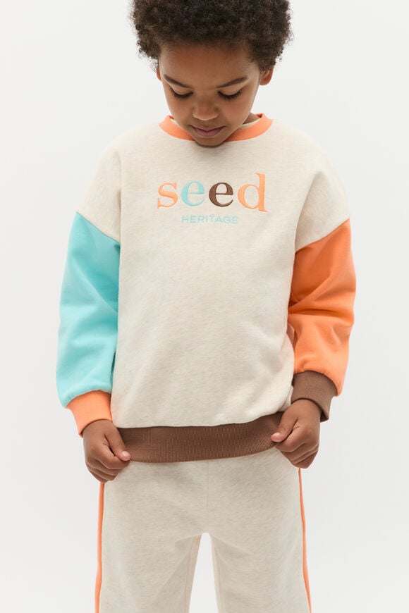 Colourblock Logo Sweat  Sand Marle Colourblock Logo Sweat  Sand Marle  hi-res