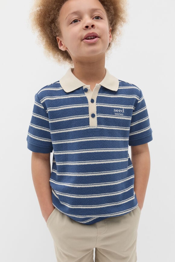 Boucle Knit Polo  Washed Navy Boucle Knit Polo  Washed Navy  hi-res