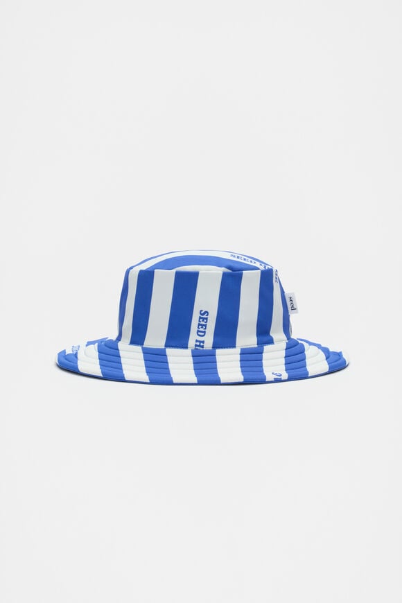 Stripe Swim Hat  Azure Blue Stripe Swim Hat  Azure Blue  hi-res