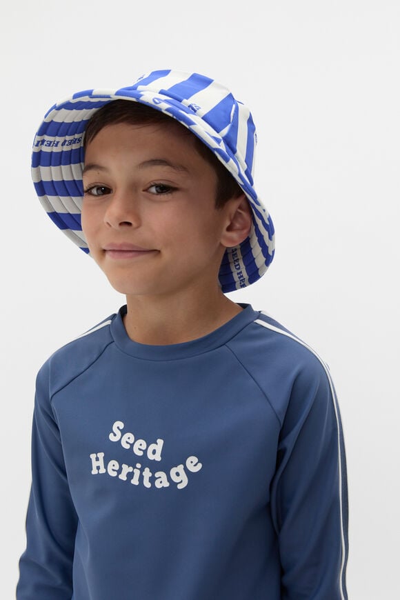 Stripe Swim Hat  Azure Blue Stripe Swim Hat  Azure Blue  hi-res