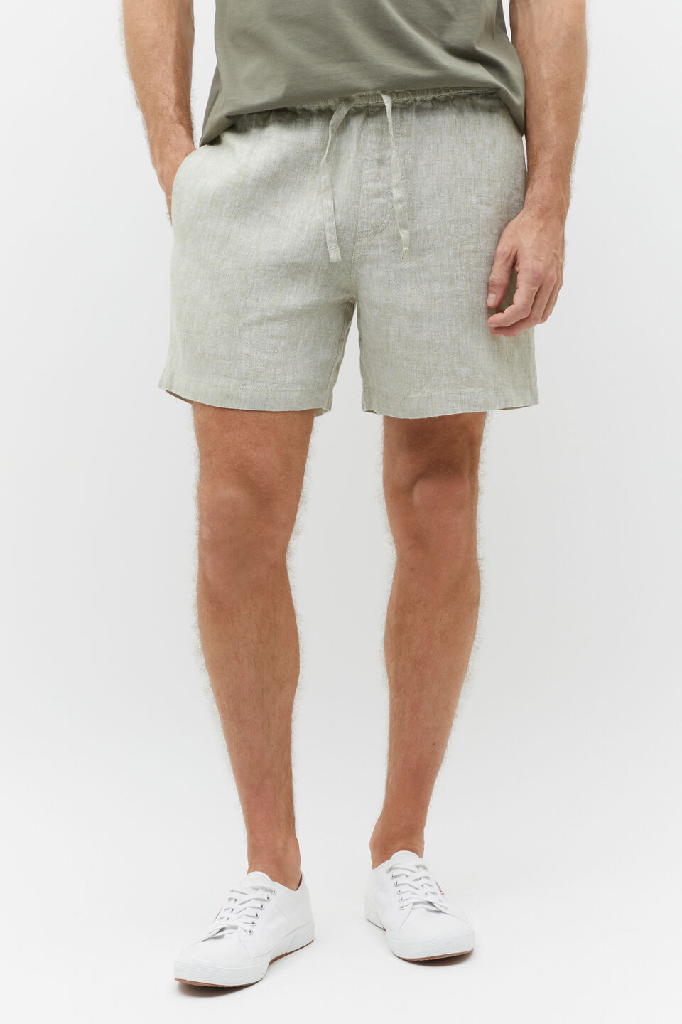 Linen Short  Pale Olive Crossdye