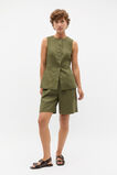 Linen Waisted Button Down Vest  Rainforest  hi-res