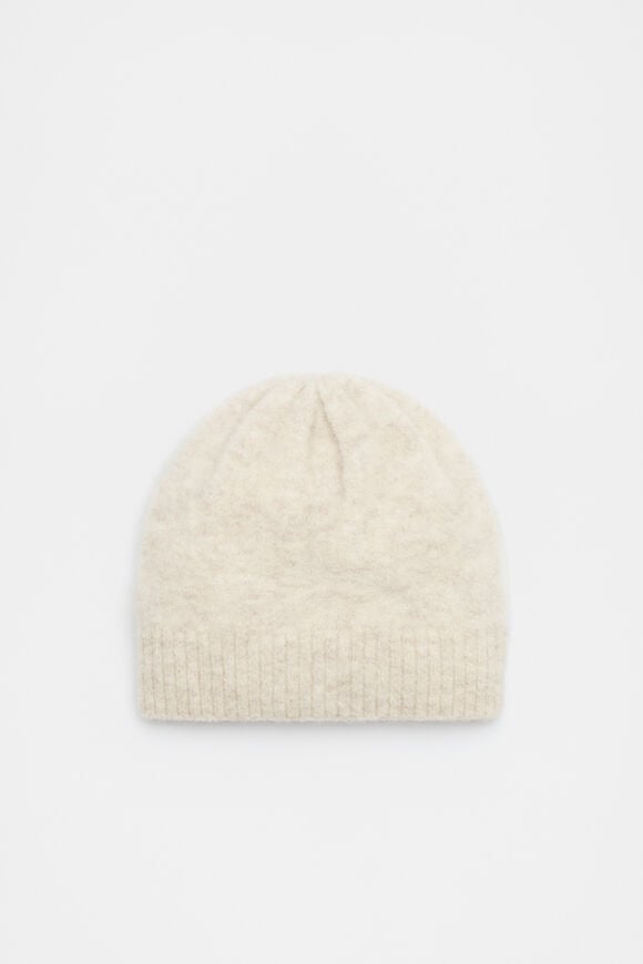 Fluffy Textured Beanie  Oat Marle  hi-res