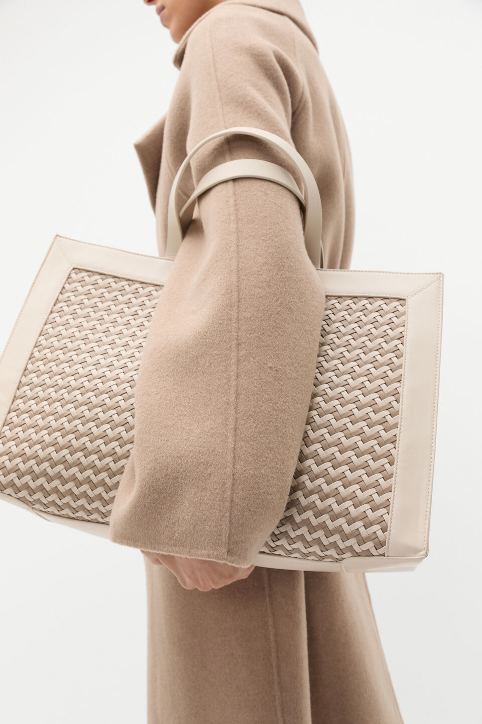 Woven Structured Work Tote  Oat