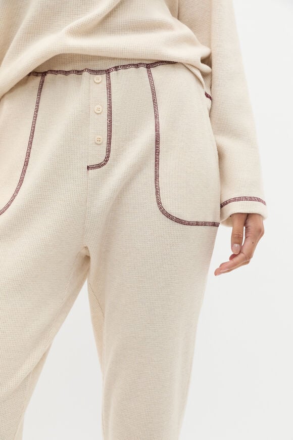 Waffle Top and Pant PJ Set  Oat Marle Waffle Top and Pant PJ Set  Oat Marle  hi-res