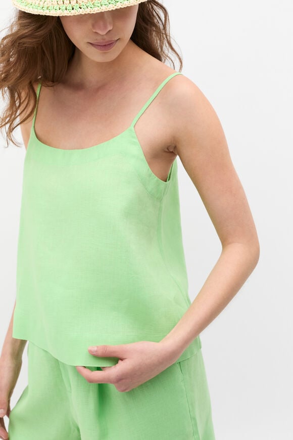 Linen Scoop Cami  Green Apple Linen Scoop Cami  Green Apple  hi-res