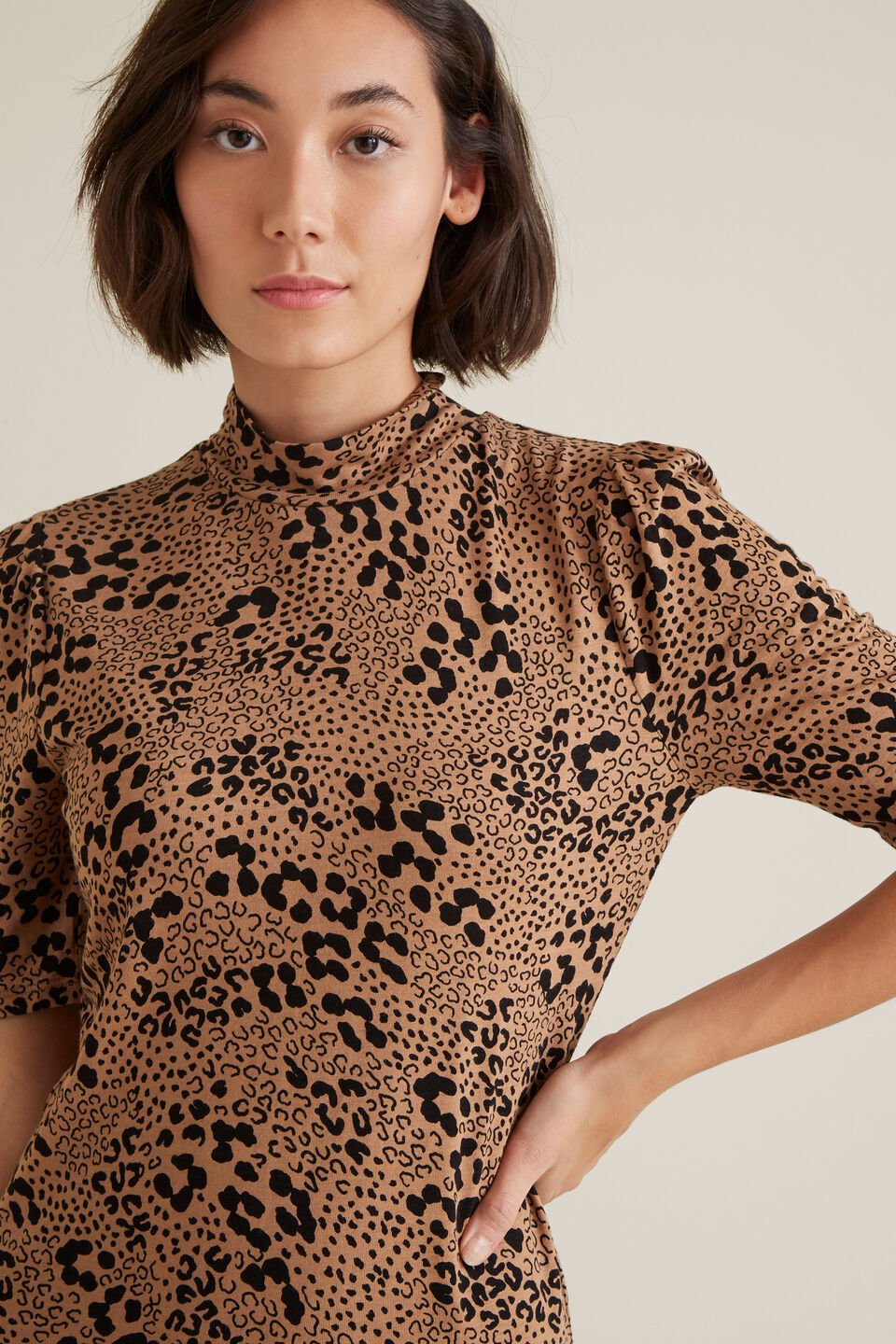 High Neck Animal Top  