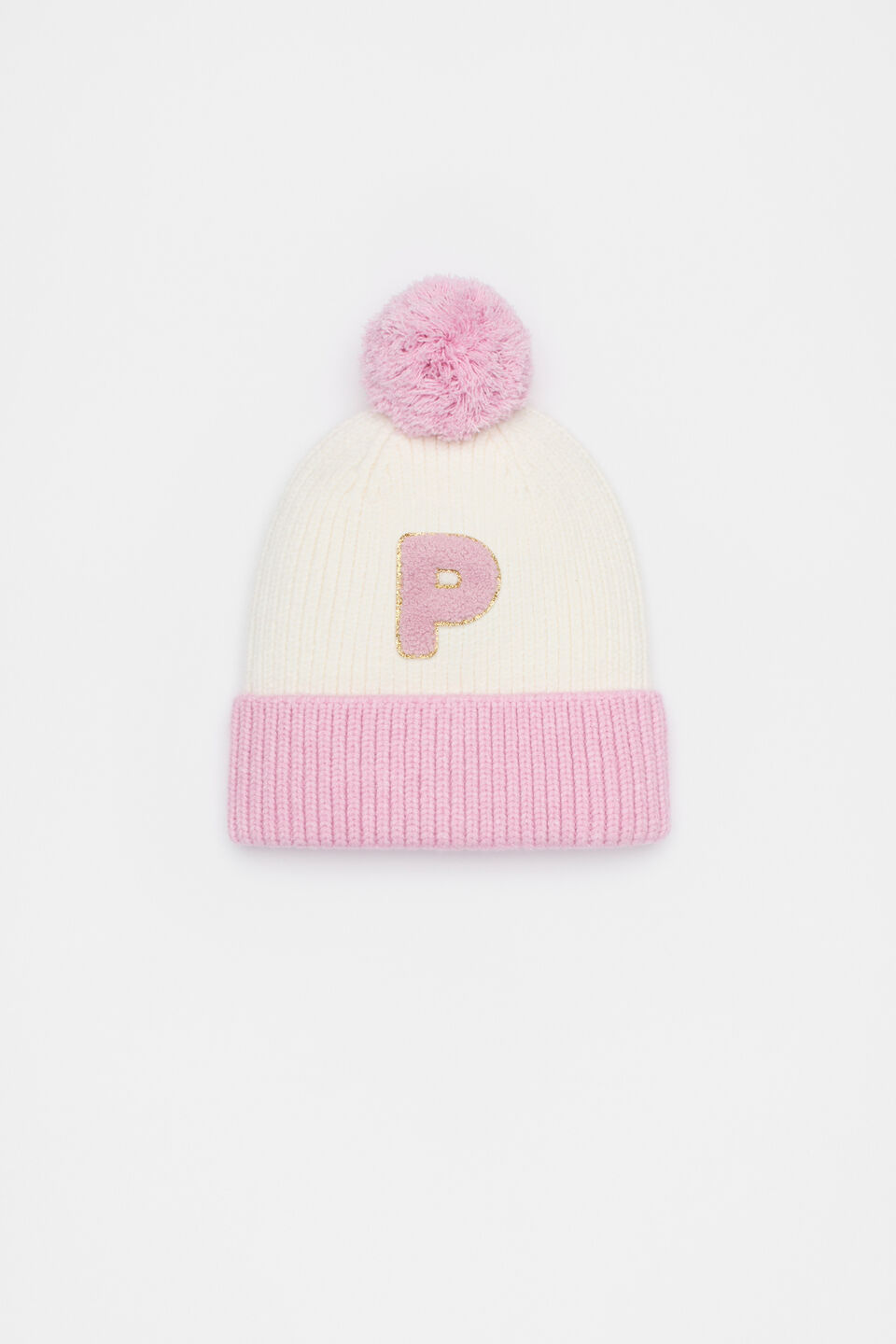 Colourblock Initial Beanie  P