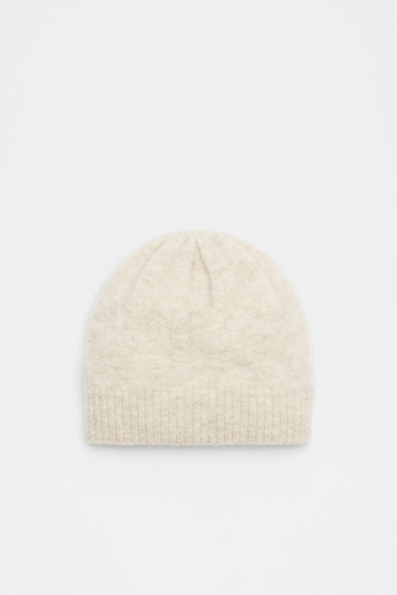 Fluffy Textured Beanie  Oat Marle  hi-res