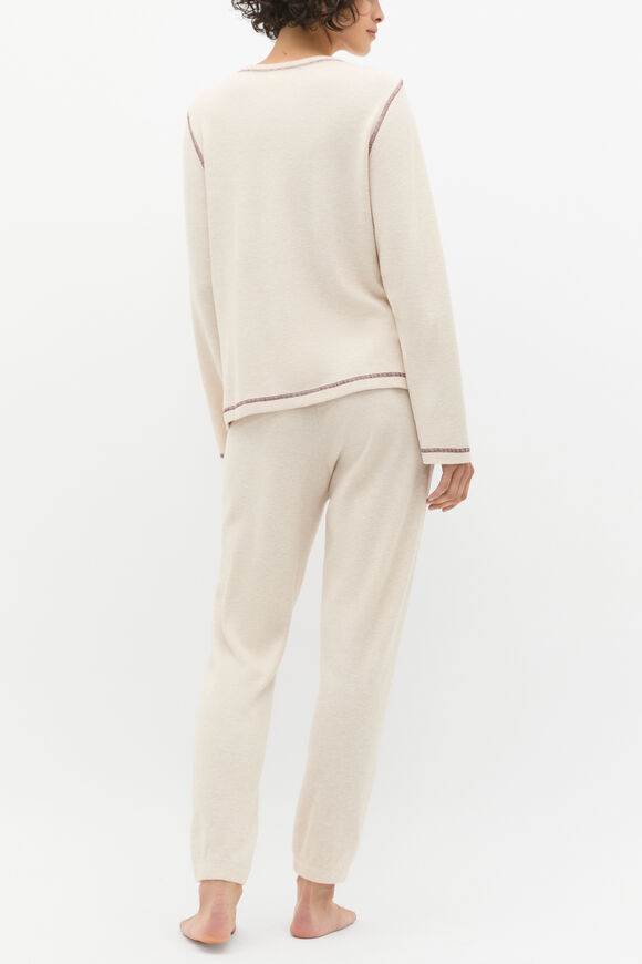 Waffle Top and Pant PJ Set  Oat Marle Waffle Top and Pant PJ Set  Oat Marle  hi-res