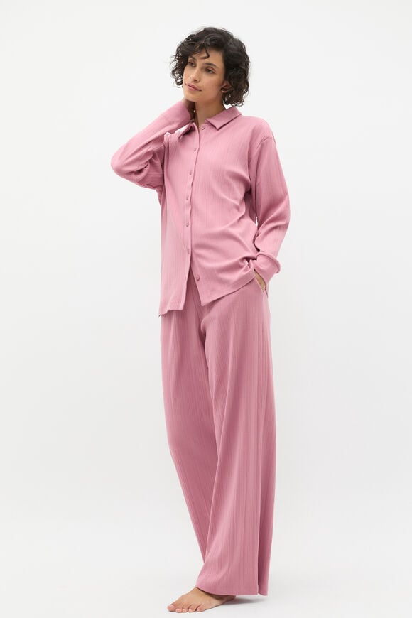 Vertical Rib Shirt and Pant Set  Mauve Vertical Rib Shirt and Pant Set  Mauve  hi-res