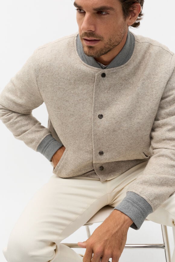 Wool Blend Bomber Jacket  Cashew Marle Wool Blend Bomber Jacket  Cashew Marle  hi-res