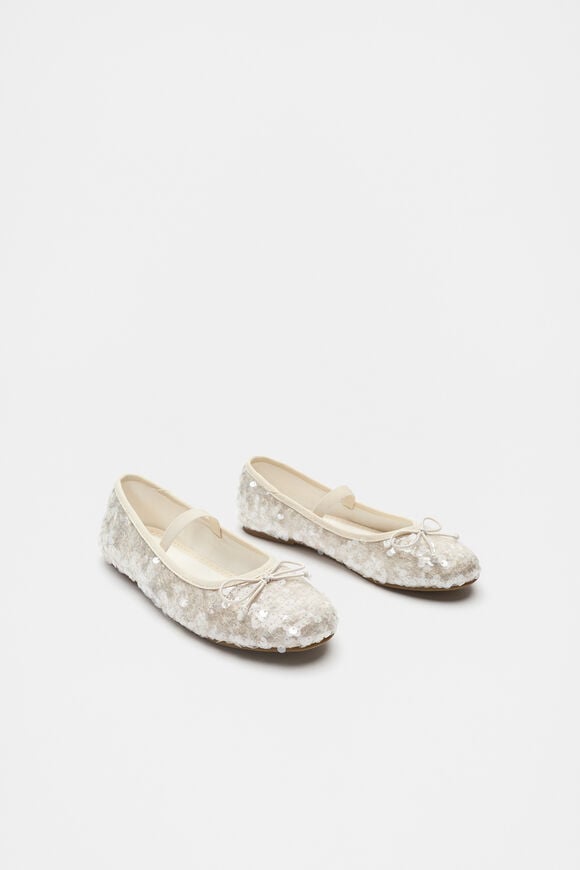Sequin Bow Party Ballet  Cream Sequin Bow Party Ballet  Cream  hi-res