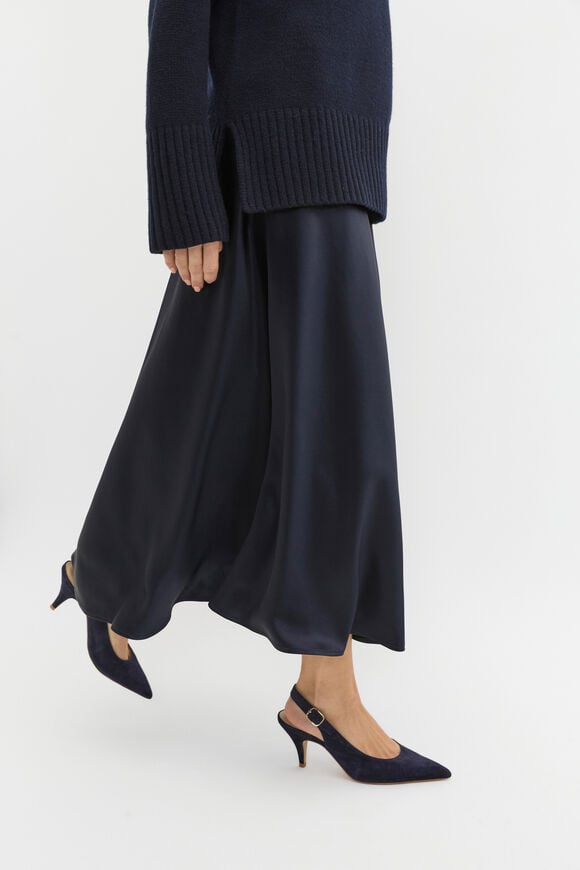 Satin Minimalist Maxi Skirt  Twilight Blue  hi-res