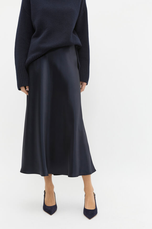 Satin Minimalist Maxi Skirt  Twilight Blue  hi-res