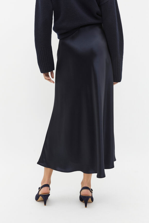 Satin Minimalist Maxi Skirt  Twilight Blue  hi-res