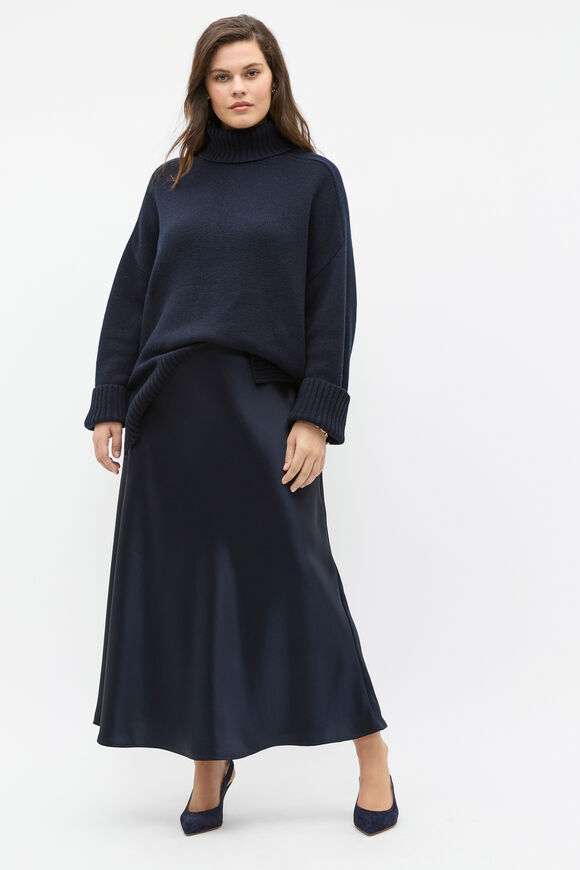 Satin Minimalist Maxi Skirt  Twilight Blue  hi-res