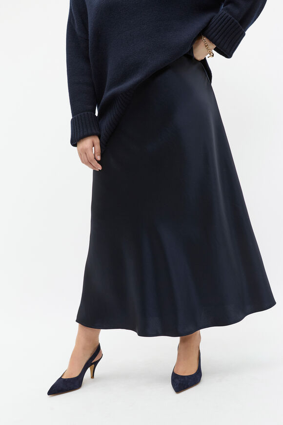 Satin Minimalist Maxi Skirt  Twilight Blue  hi-res