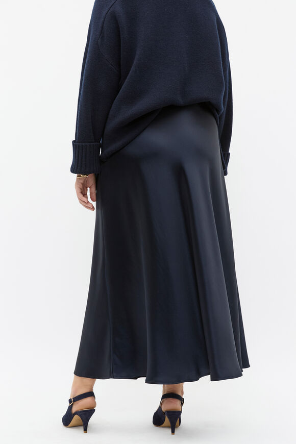 Satin Minimalist Maxi Skirt  Twilight Blue  hi-res