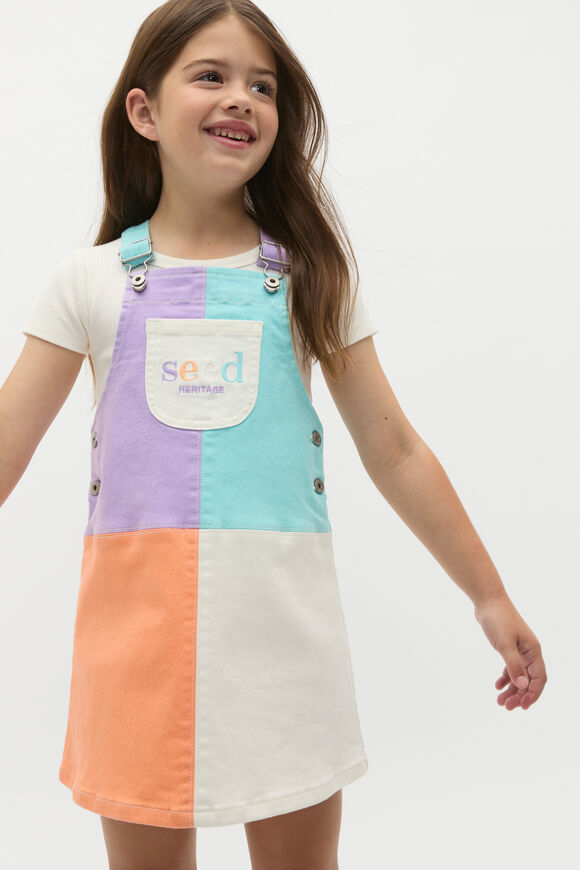 Colourblock Logo Pinafore  Multi  hi-res