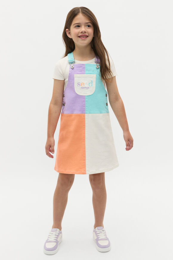 Colourblock Logo Pinafore  Multi  hi-res
