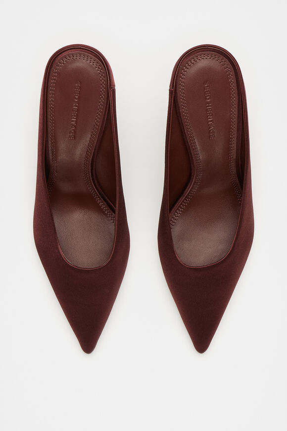 Aisha Satin Heeled Mule  Merlot Aisha Satin Heeled Mule  Merlot  hi-res
