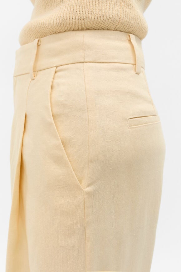Tailored Linen Pleat Front Pant  Shortbread Tailored Linen Pleat Front Pant  Shortbread  hi-res