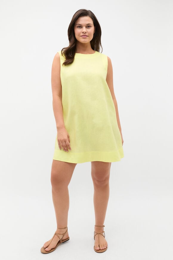 Linen A Line Mini Dress  Lemongrass Linen A Line Mini Dress  Lemongrass  hi-res