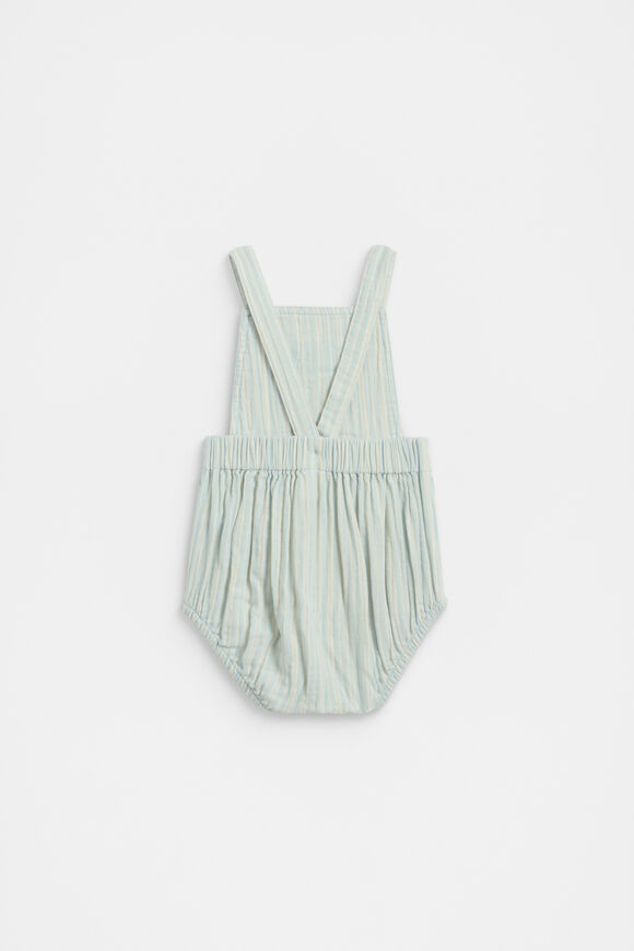 Stripe Logo Romper  Soft Blue Stripe Logo Romper  Soft Blue  hi-res