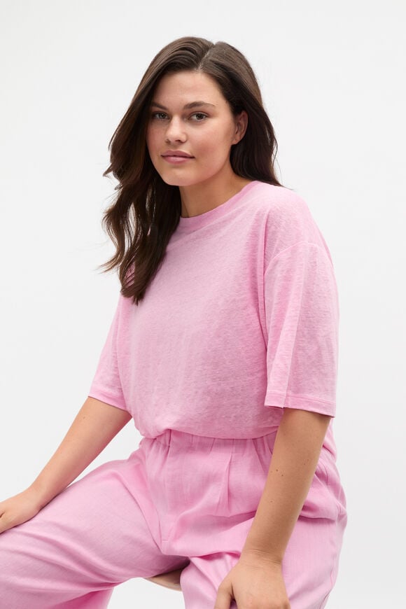 Linen Relaxed Tee  Fairy Floss  hi-res