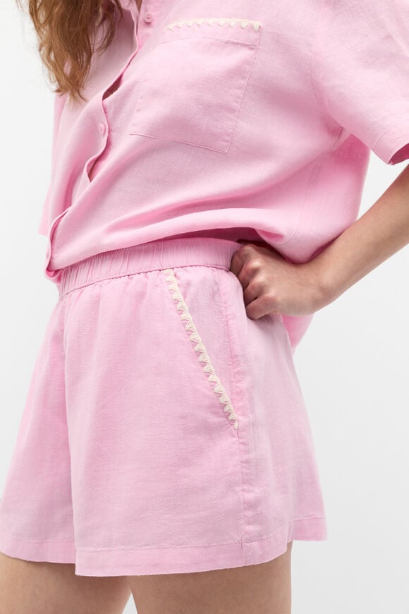 Embroidered Shirt and Short PJ Set  Fairy Floss Embroidered Shirt and Short PJ Set  Fairy Floss  hi-res