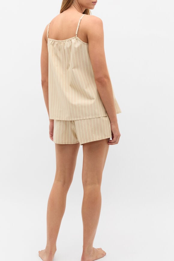 Stripe Cami and Short PJ Set  Ecru Stripe Cami and Short PJ Set  Ecru  hi-res
