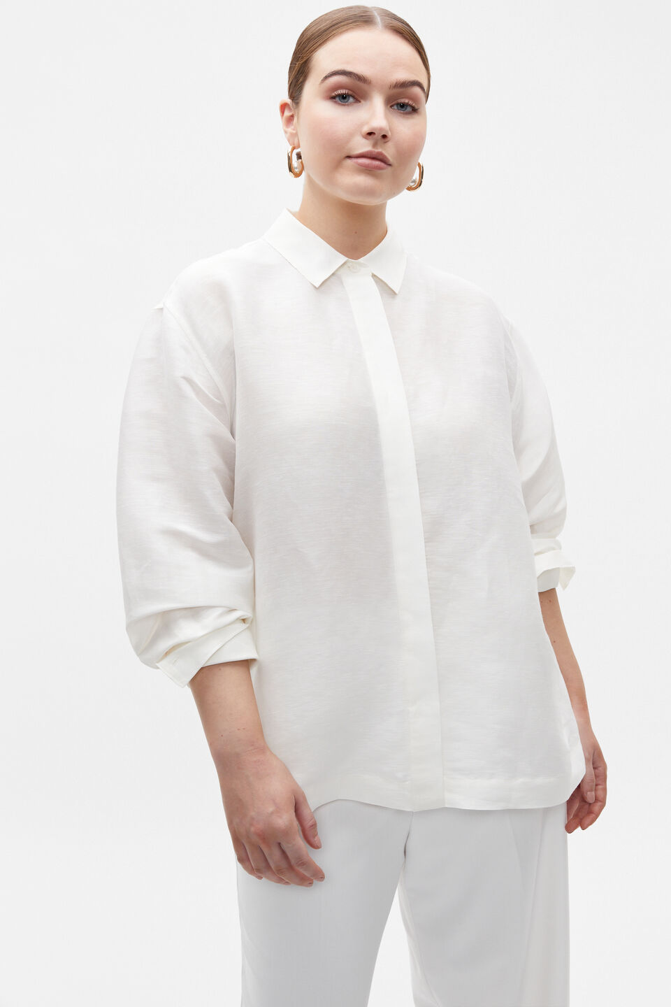 Oversized Semi Sheer Shirt  Cloud Cream