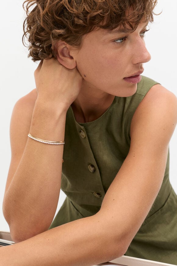 Mixed Chain Two Strand Bracelet  Silver Gold Mixed Chain Two Strand Bracelet  Silver Gold  hi-res