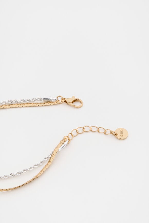 Mixed Chain Two Strand Bracelet  Silver Gold Mixed Chain Two Strand Bracelet  Silver Gold  hi-res